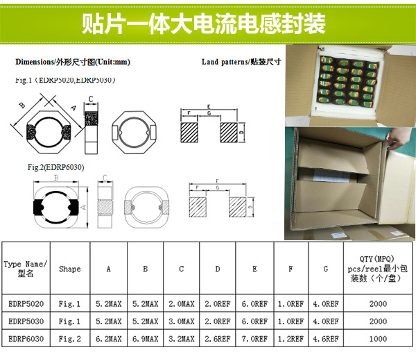 貼片一體大電流電感封裝